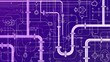 © Elchin Abilov - Horizontal purple industrial background with white pipes for water, gas, oil, sewage. Infographics for flyers or brochures. Vector illustration in line art style, thin line.