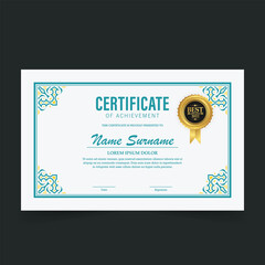 Wall Mural - Certificate of achievement template with vintage gold border - Vector