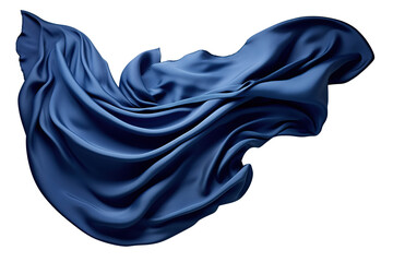 Wall Mural - dark blue silk cloth flying . Cut out on transparent