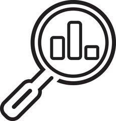 Magnifying glass icon. Search symbol in flat style isolated on transparent background. Simple zoom tool. Abstract line search icon in black. Vector illustration for graphic design, Web, UI, mobile app