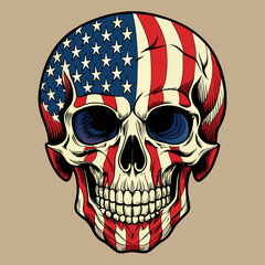 Wall Mural - detailed-human-skull-with-american-flag-within-the