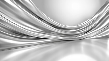Poster -  A white and silver backdrop features a prolonged line of silver fabric centrally, while another image displays a simple white background with an extended line of silver fabric