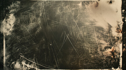 old film negative with scratches and stains. close-up showing distressed texture and wear