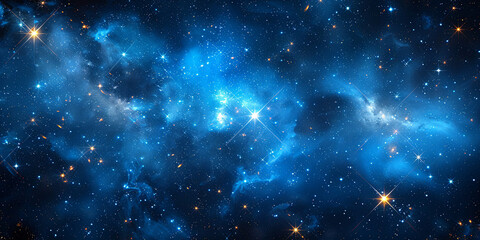Wall Mural - A blue sky with stars and a cloud