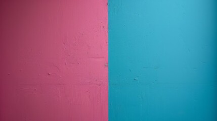 Wall Mural -  A close-up of a white wall in the foreground, surrounded by pink and blue walls in the background