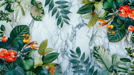 Wall Mural - A trendy botanical card, perfect for use as a cover or wallpaper.


