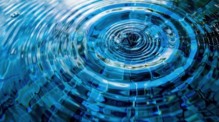 Wall Mural - top view closeup blue water rings, circle reflections in pool.