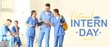 © Pixel-Shot - Group of medical students in hall of clinic. Banner for National Intern Day