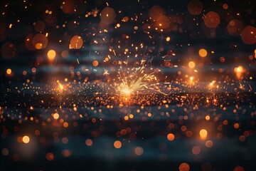 Wall Mural - Array of sparklers airborne dark background