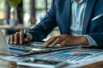 Person typing laptop on table