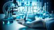 © Ayaz - Scientist Holding Flask in Laboratory with Blue Liquid and Glassware