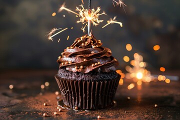 Chocolate cupcake sparkler dessert sweet delicious treat celebration