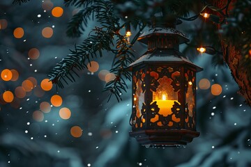 Wall Mural - Lit candle in snow