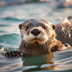 Wall Mural - photograph of a sea otter