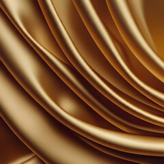 Wall Mural - Close-up of smooth, flowing gold silk fabric with dramatic folds and a glossy, luxurious texture.