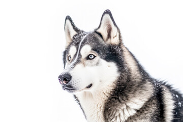 Wall Mural - Husky in studio setting against white backdrop, showcasing their playful and charming personalities in professional photoshoot.