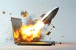 © MD - Rocket Launching from Laptop Screen in 3D Illustration