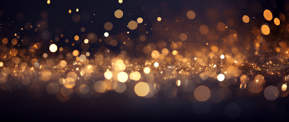 Wall Mural - background of abstract glitter lights. gold and black. de focused. banner