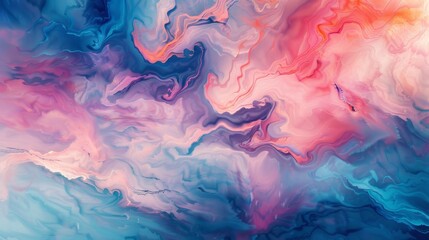 Wall Mural - A colorful swirl of blue, pink, and orange paint