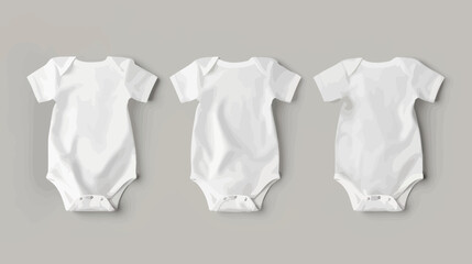 A quality set of white baby onesies on a neutral background for a custom design - ideal for retail and online stores