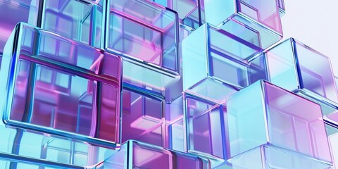 Wall Mural - abstract glass blocks, geometric background design, 3d render