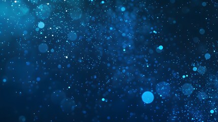 Abstract Background with Blue Glowing Particles on Dark Blue Gradient