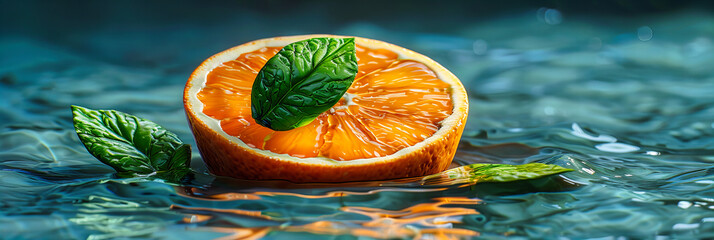 Poster - Fresh Orange Slices on Wooden Background, Juicy and Ripe with a Splash of Water, Healthy Fruit Concept