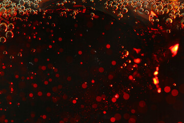 Poster - Macro shot of bubbles in fizzy cola drink