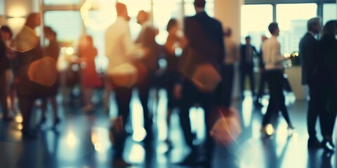 Wall Mural - Blurred shot of business people at party in office center