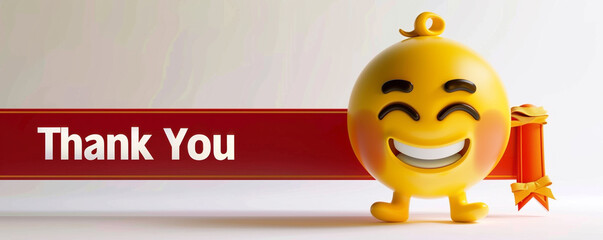 Yellow emoji with a thankful smile in 3D, 