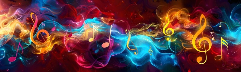 Sticker - colorful music background with note