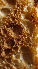 Wall Mural - Macro food shot on the texture of toast. Copy space area for text. Background, banner, template, events card.