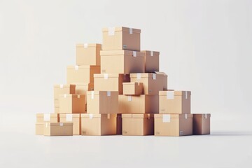 Sticker - Stack of cardboard boxes in a clean, minimalistic setting, showcasing organized packing and preparation for moving, shipping, and efficient storage.