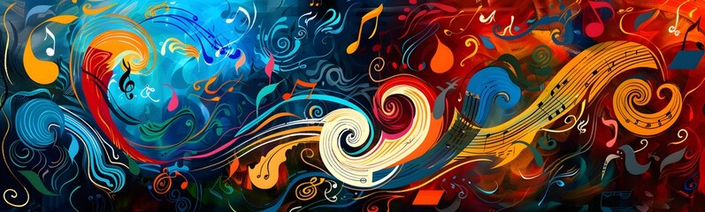 Wall Mural - colorful music background with note