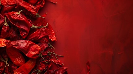 Wall Mural - Close up dried chilli background Red hot chili wallpaper : Generative AI