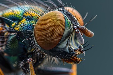 Canvas Print - A close-up of a fly's head, focusing on the symmetry of its eyes