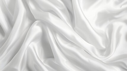Leinwandbilder - Abstract White Satin Silky Cloth for background Fabric Textile Drape with Crease Wavy Foldswith soft waveswaving in the wind : Generative AI