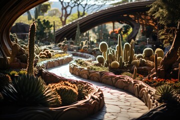 Wall Mural - Serenos cacti in Zen Stone Garden., generative IA