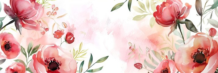 Watercolor floral background for wedding, birthday, card, invitation