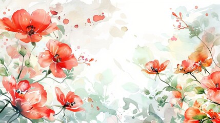 Wall Mural - Watercolor floral background for wedding, birthday, card, invitation