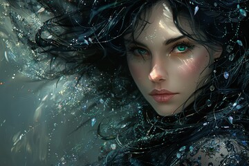 Wall Mural - Enchanted Portrait: Intricate Fantasy Elegance in Stunning Digital Painting Style