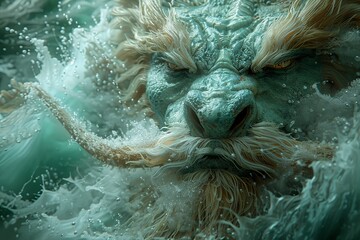 Wall Mural - 3D Epic Sea Monster: Mythical Beast Lurking in Ocean Depths