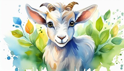 Wall Mural - watercolor baby goat clipart for graphic resources