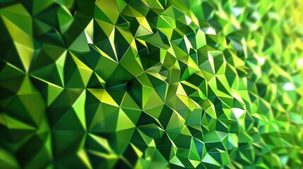 Poster - polygonal mosaic of vibrant green hues abstract geometric background illustration