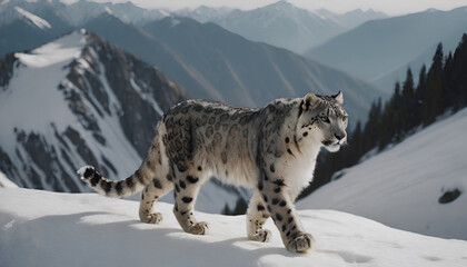 snow leopard in the mountains