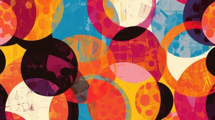 Wall Mural - Abstract background featuring a mix of colorful, overlapping circles creating a vibrant, lively pattern