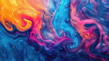 Abstract photo of swirling paint in water, creating a marbled effect with vibrant colors