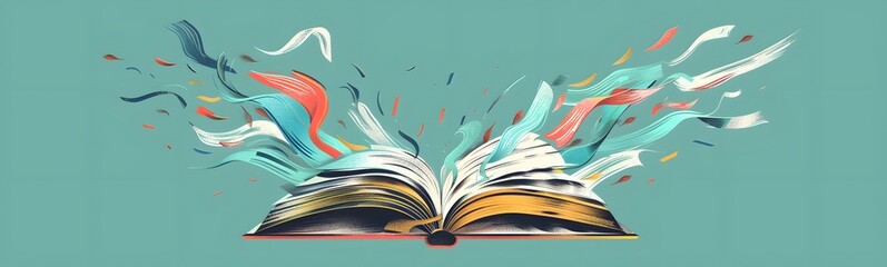 Covered opened book with pages. Vector illustration.