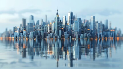 Wall Mural - a city skyline with a reflection in the water