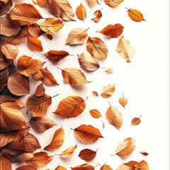 Wall Mural - a white background with a lot of autumn leaves